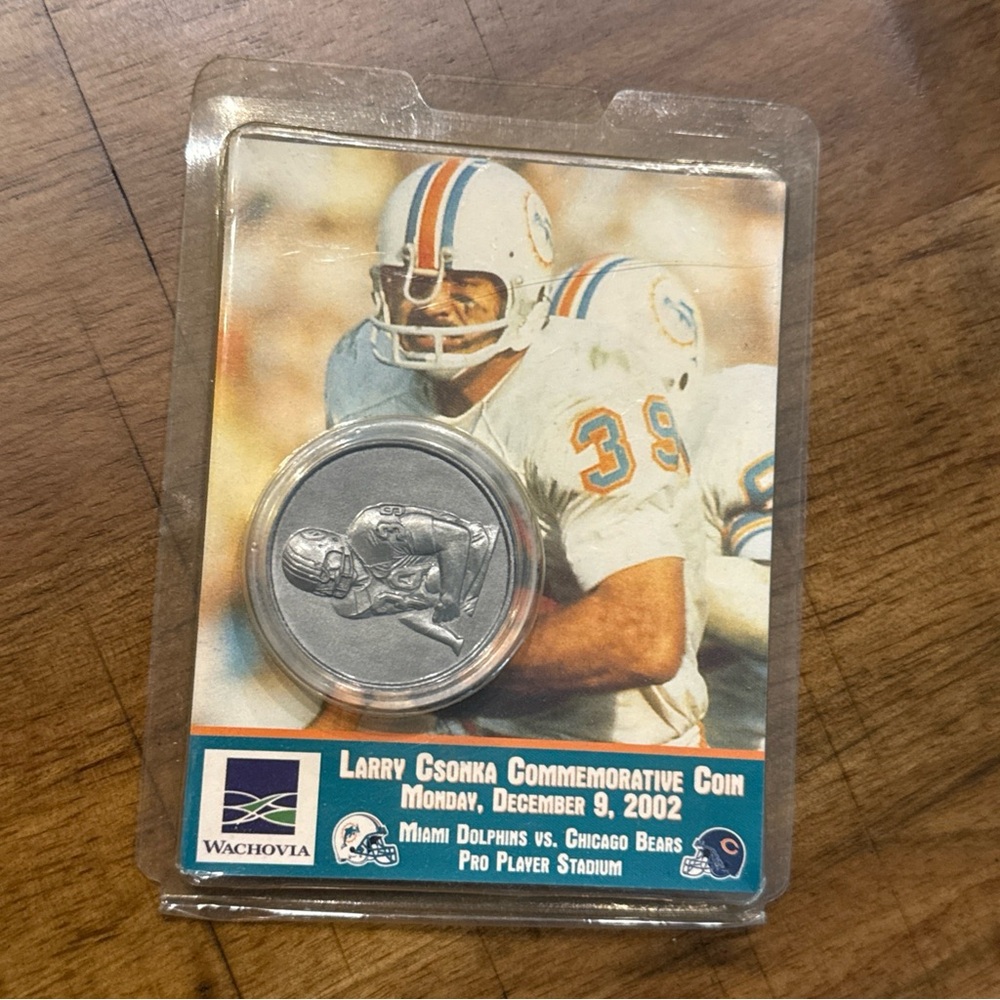 Miami Dolphins Larry Csonka Commemorative Coin 2002 Vintage collectible New